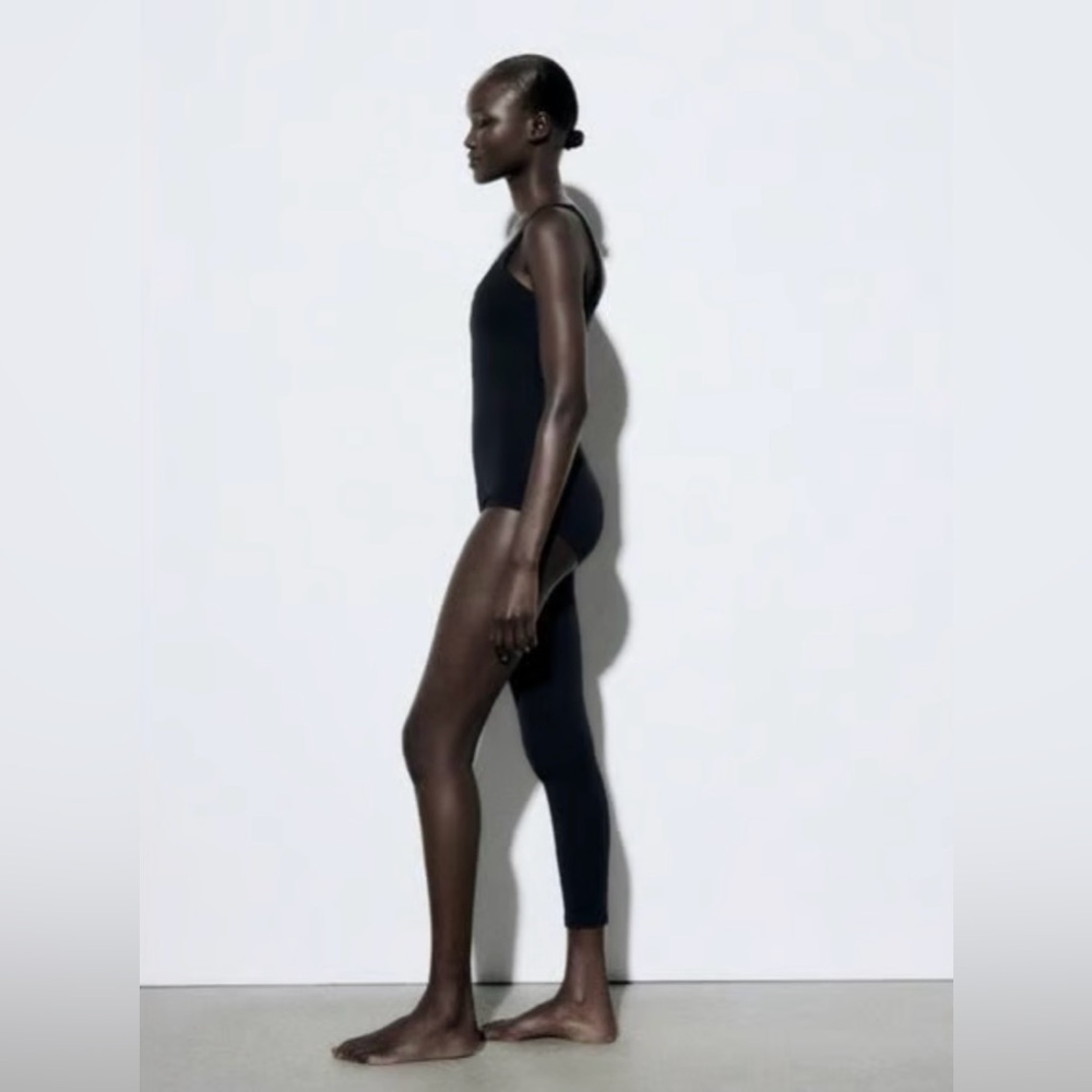 NWOT Zara Blogger’s Favorite Black One Shoulder One Leg Ruched Jumpsuit